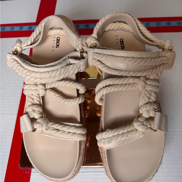 ASOS Cream Rope Sandals - Picture 2 of 7